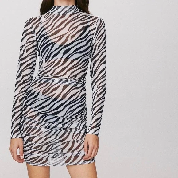 sheer zebra print dress THE Attico Caftan | Print/Black | Size 38